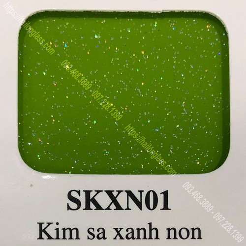 Kính Ốp Bếp Màu Kim Sa Xanh Non (SKXN01)