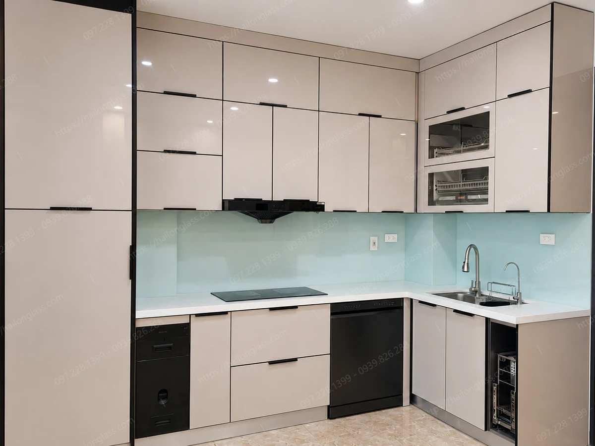 Thi công trọn gói kính ốp bếp tinh tế, đẳng cấp tại Đông Anh
