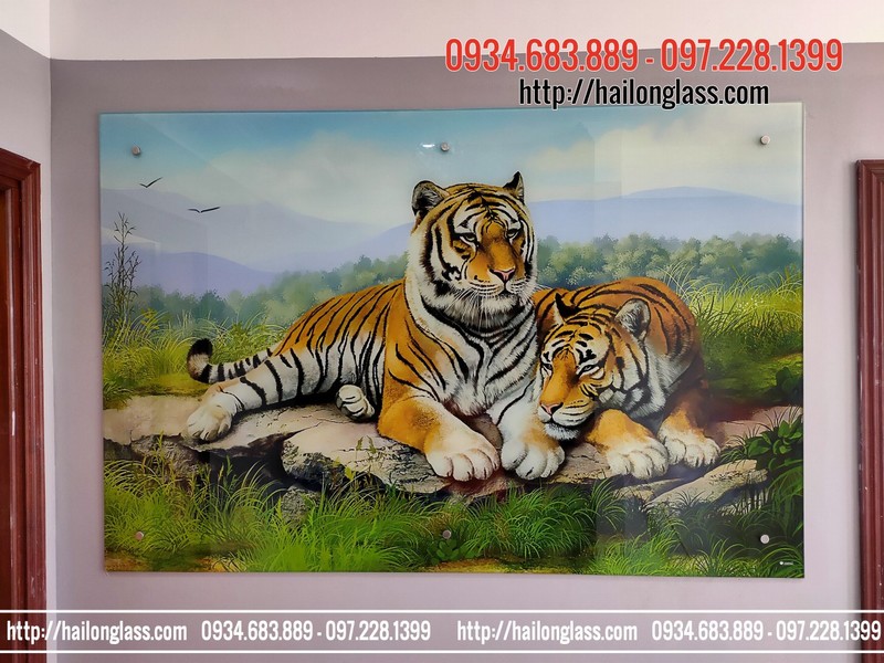 Tranh Kính Song Hổ Treo Tường