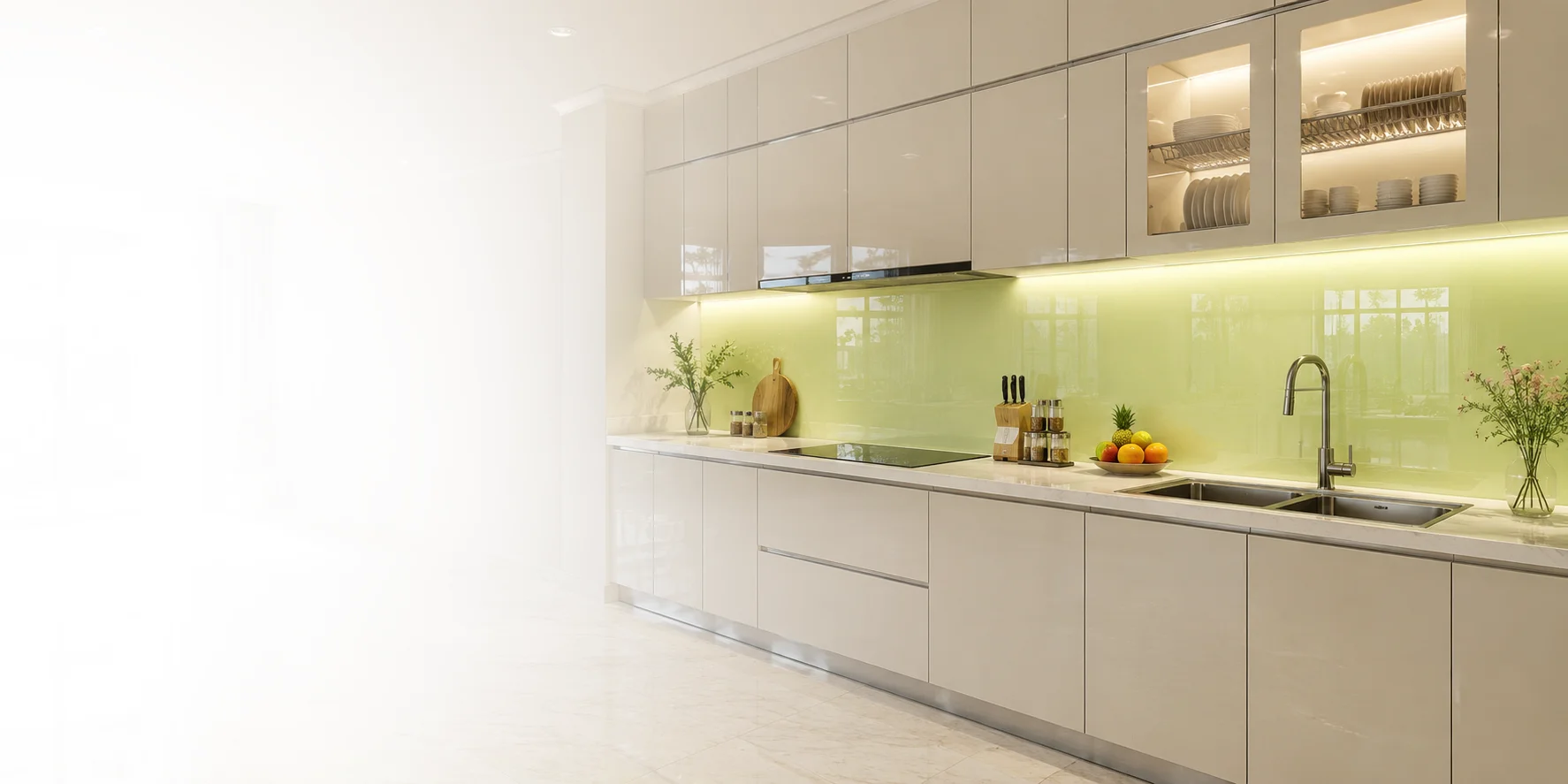 Product Kính Ốp Bếp Màu Kem