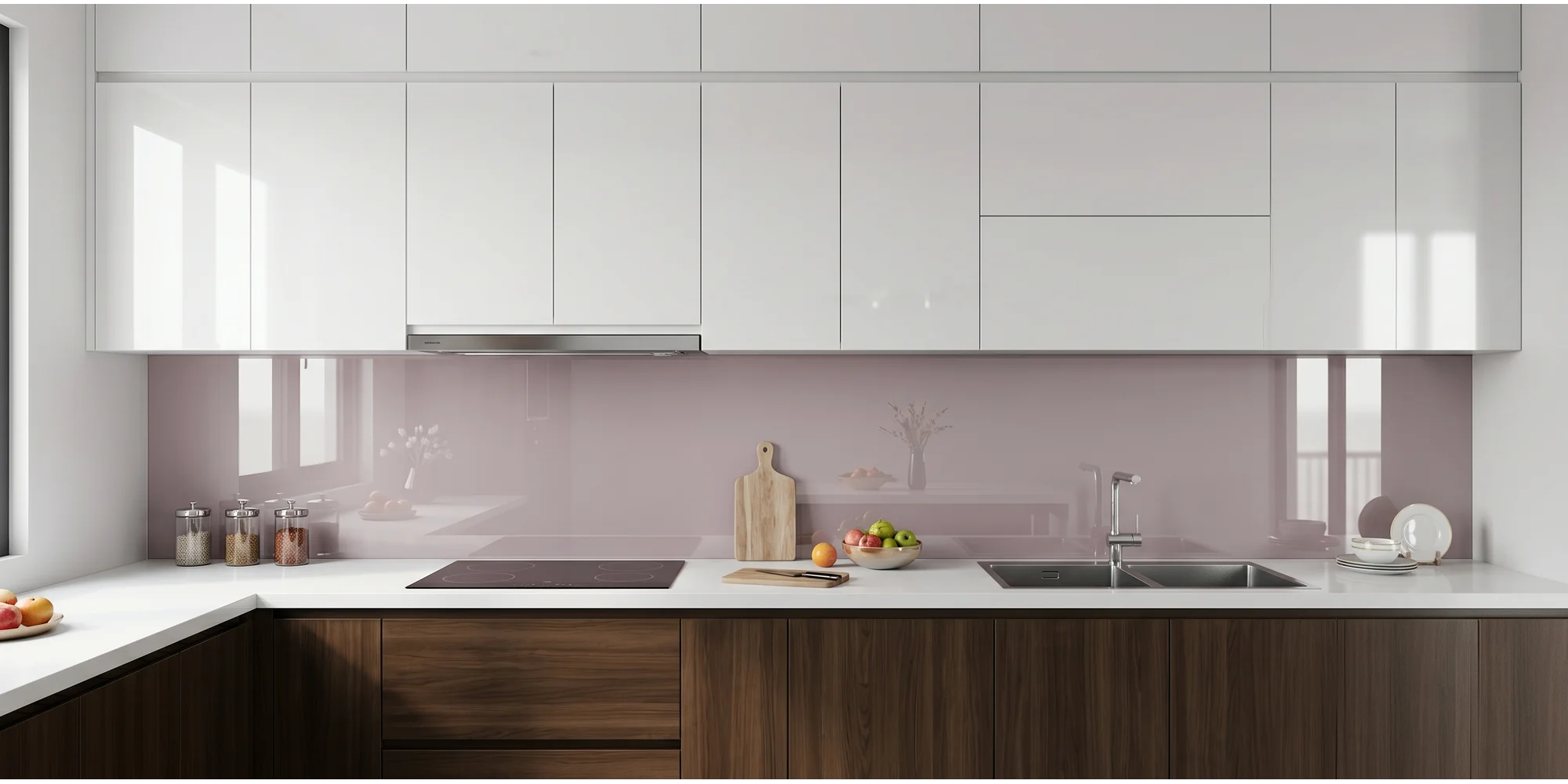 Product Kính Ốp Bếp Màu Nhũ Hồng