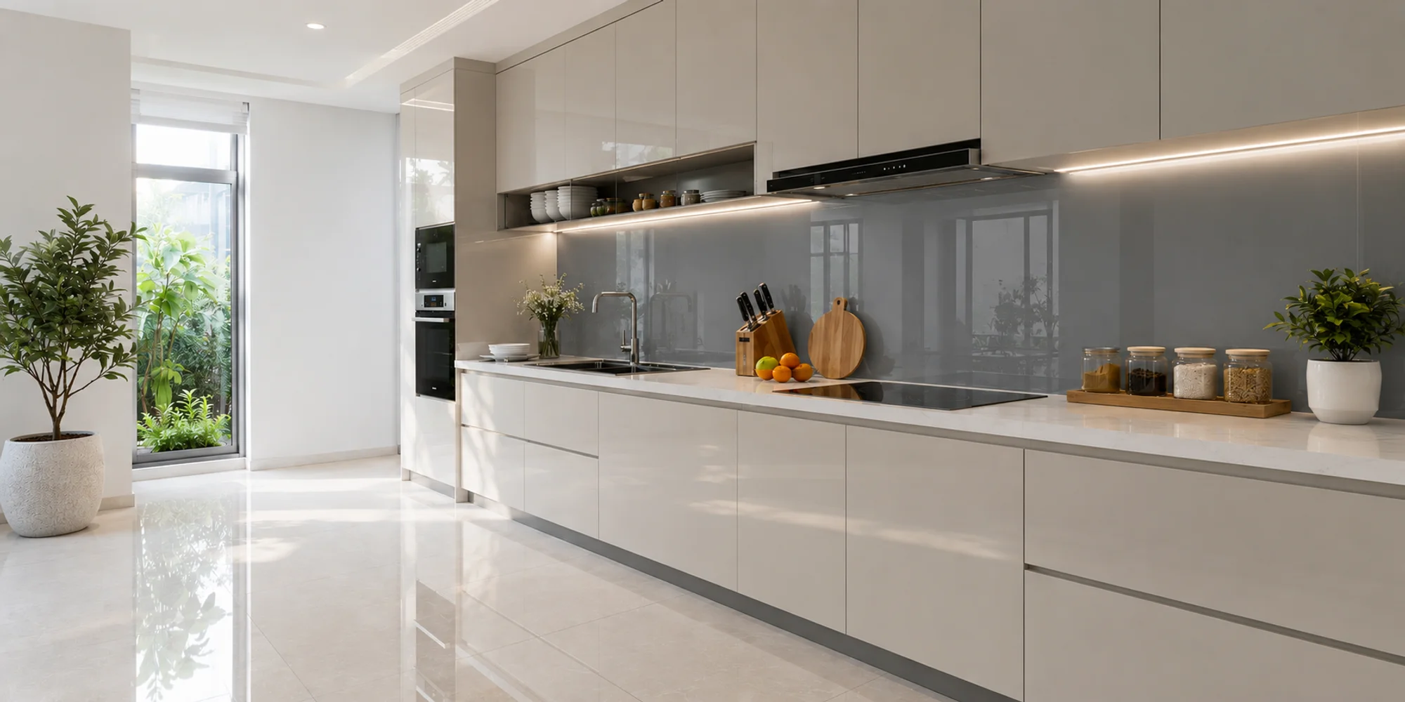 Product Kính Ốp Bếp Màu Nhũ Tím Nhạt