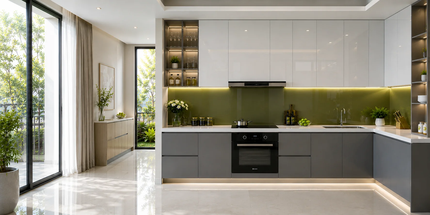 Product Kính Ốp Bếp Màu Vàng Sữa
