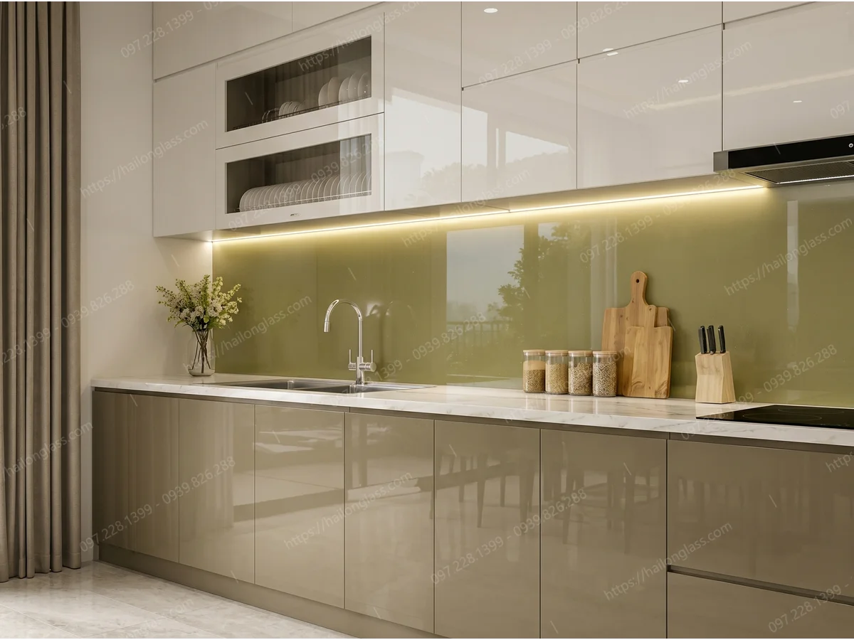Product Kính Ốp Bếp Màu Nhũ Vàng Sáng 04